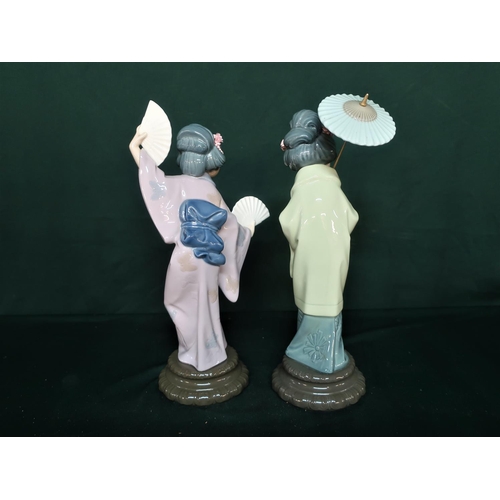 92 - Lladro figurine 4991 “Madame Butterfly” and Lladro figurine 4988 “Oriental Spring” H30cm.