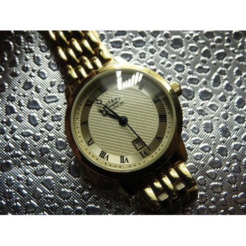 144 - Rotary ladies WI 1. quartz wristwatch with date. Gold plated case and bracelet with extra links. Com... 