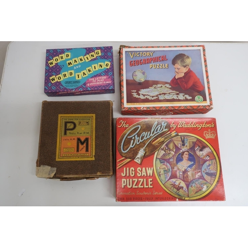 206 - Collection of board games including PM, Jusso, Sorry, Chasing Mount, Careers, jigsaw puzzles, weavin... 