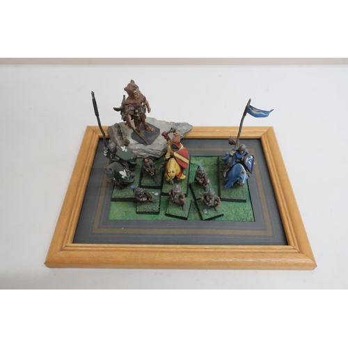 217 - Fine small scale painted metal models incl. five archers, three mounted knights, and a Roman centuri... 