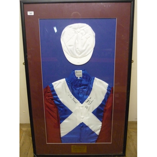 231 - Framed and mounted set of signed racing colours 'One for Arthur' Winner of the 2017 Grand National, ... 