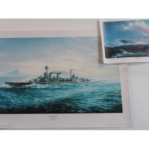 240 - Brian Wood 'HMS Hood - Passing Gibraltar', by the same  artist 'HMS Ark Royal', and by the same arti... 