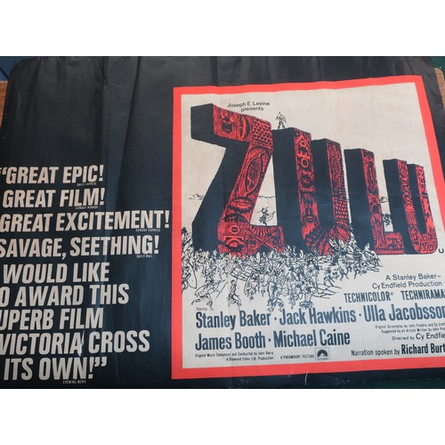 244 - 1970s release cinema foyer poster 'Zulu' starring Stanley Baker, Michael Caine etc 102cm x 76.5cm (n... 