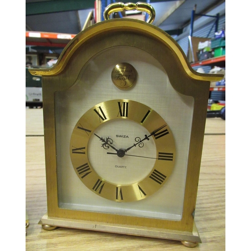 110 - Swiza quartz carriage clock in lacquered brass case and a quartz lantern clock (2)