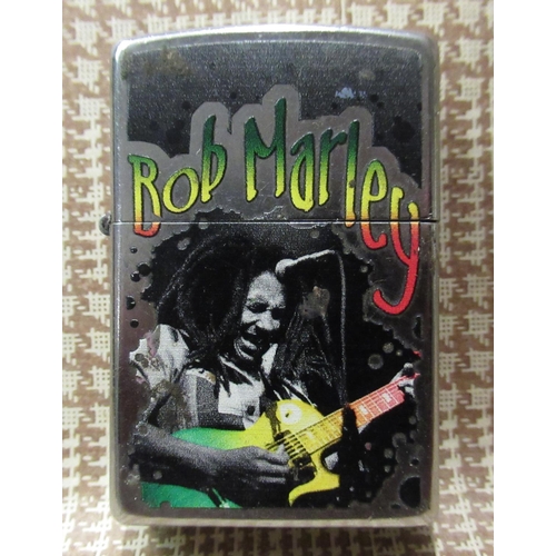 113 - Velos Bakelite air tight barrel, Bakelite photo frame, Bob Marley Zippo lighter, Reflecta Stelo came... 