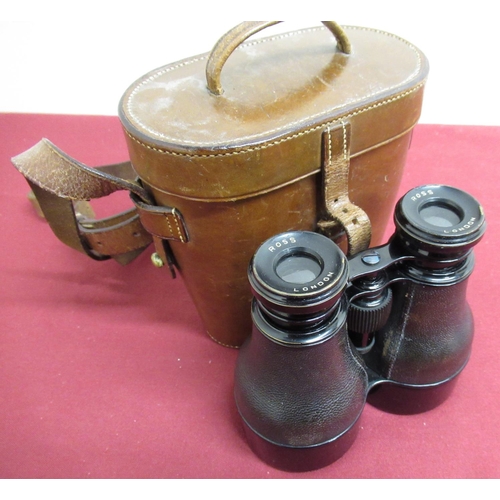 3 - Pair of Galilean binoculars/field glasses by Ross of London, in original tan leather case