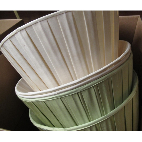 43 - Eleven pleated cotton and other standard lamp shades (2 boxes)