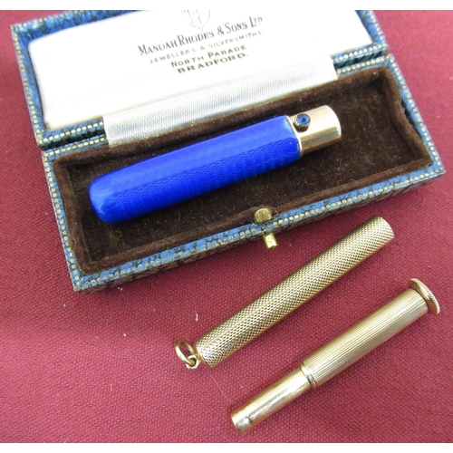 6 - Late Victorian Sampson Mordan & Co 9ct gold cheroot piercer, engine turned case stamped .375, makers... 