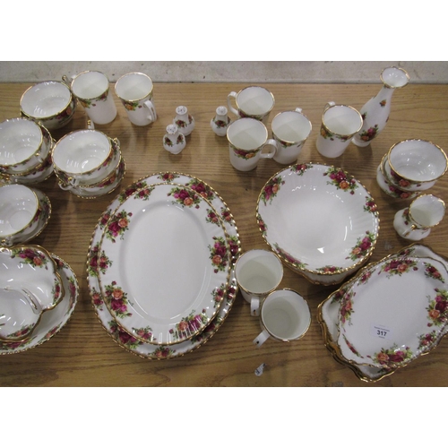 317 - Collection of Royal Albert Old Country Roses tableware incl. soup and other bowls, coffee mugs, crue... 