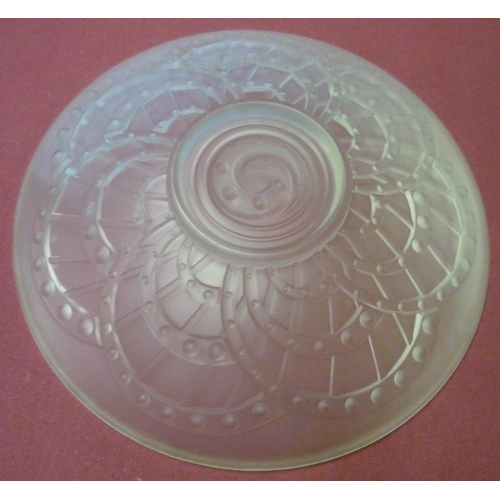 451 - French Art Deco opaque glass circular dish, relief decorated with crescents, (24.5cm)