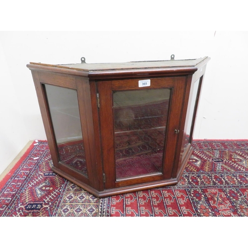 401 - Small 19th C mahogany wall display cabinet, of cantered form with two glass shelves (W76cm x D23cm x... 