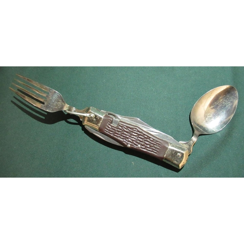 7 - Japanese military multi tool with fork and spoon attachment and various blades