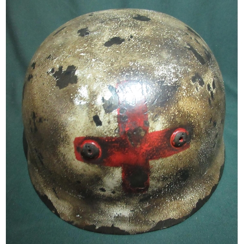 8 - German para medic steel helmet, the inside with painted detail K. Steiner with modern liner and chin... 