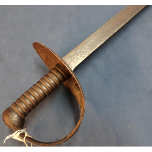 45 - 19th C British Naval cutlass similar to 1845 patent with shortened 25 1/2 inch spear point blade and... 