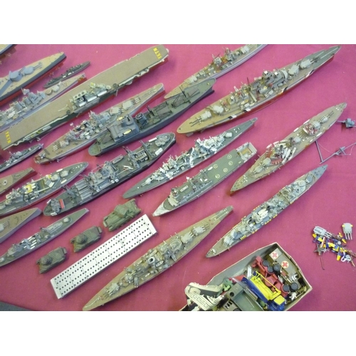 137 - Large collection of Airfix and other similar kit form naval battle ships, carriers etc