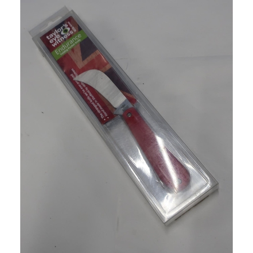 102 - Boxed as new Taylor's Eyewitness Endurance folding pocket knife, with red handle