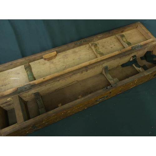 57 - Wooden case (tank sight) with military crows foot markings