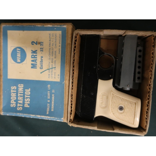 58 - Webley MKII sports starting pistol and  .32/22 boxed with magazines and ephemera (restrictions apply... 