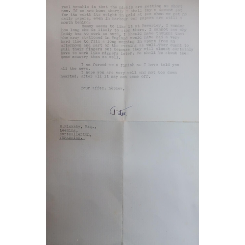 284 - Interesting and historical letter from a sub lieutenant (A) F Guy RM form HMS Arc Royal 1941, regard... 