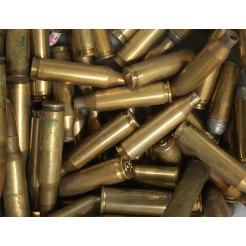 312 - Box containing a large quantity of various inert ammunition casings, L2A2 belt casings etc