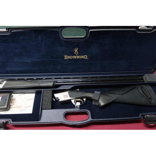 451 - Cased Browning Cynergy 12B over and under ejector shotgun with 32 inch barrels with extended and adj... 