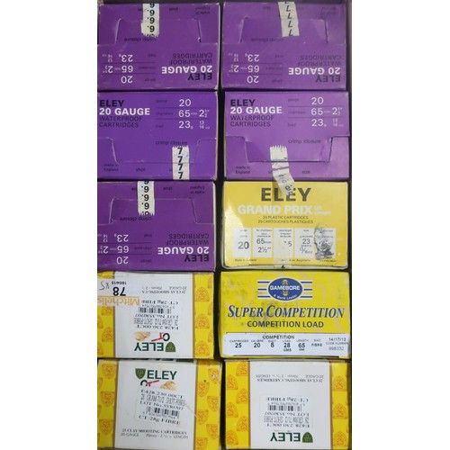 518 - Approximately 250 various Eley 20 bore shotgun cartridges including 23gram 2 1/2 inch, and 8 Shot 28... 