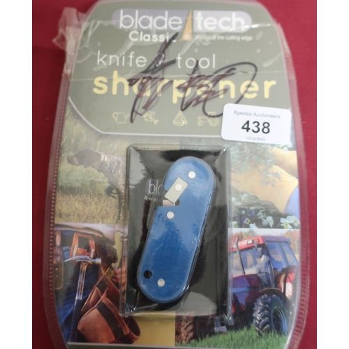 128 - Sealed as new blade tech knife and tool sharpener with pouch, a Smiths 'Pocket Pal' pocket knife (2)