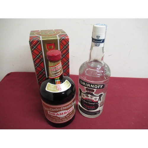 151 - Smirnoff 100 proof Vodka, 1ltr 50%vol, & Drambuie 1ltr 40%vol, in carton, 2btls