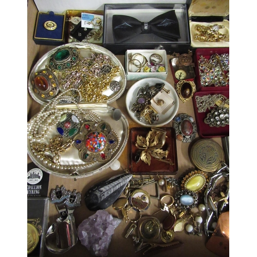 135 - Large collection of costume jewellery including miniature compass, St Johns Ambulance medallion, bro... 