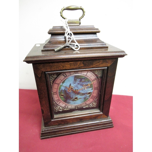 19 - 20th C Georgian style mahogany bracket clock with silvered chapter, three train Wuersch triple chimi... 
