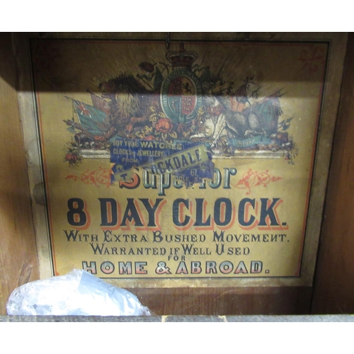 37 - Late 19th C Superior American drop dial wall clock,  walnut case with Tunbridge ware banding and dou... 