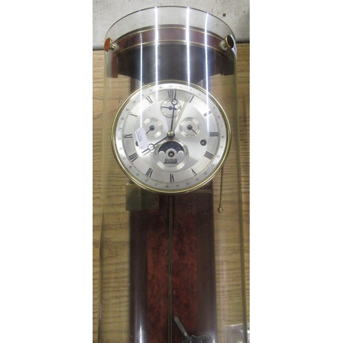 46 - Contemporary BilliB of Knightsbridge wall clock, burr walnut back plate with curved mineral glass en... 