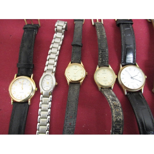 58 - Rotary gold plated quartz wristwatch with date, integral mesh bracelet, case back stamped 1595 in or... 