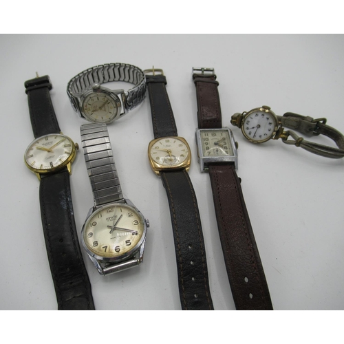 59 - Avia gold cased 15 jewel wristwatch, case back stamped 375, Corvette wristwatch, 1930s Novoris chrom... 