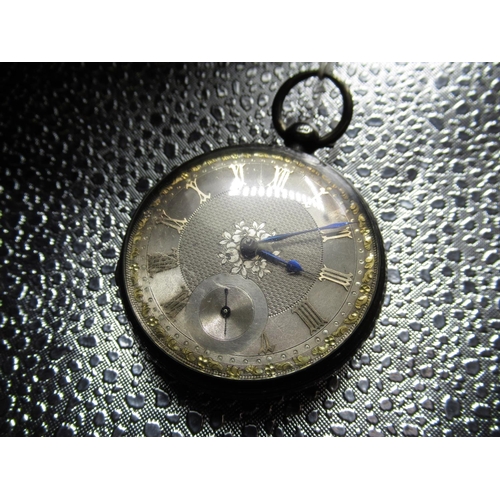 63 - Richard Elliot, Mexbro' silver open face pocket watch silver engine turned dial with applied gold Ro... 