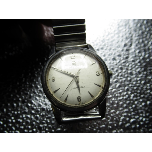 66 - Late 1950s Omega Seamaster automatic wristwatch,  silvered dial with applied Arabic numerals, 3,6,9,... 