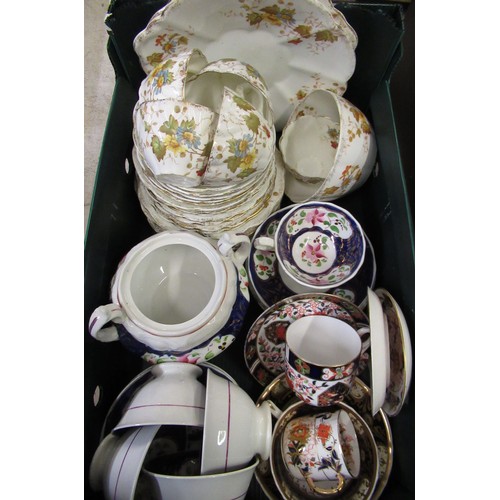 178 - Victorian part tea service decorated with foliage on a white ground a Staffordshire Imari pattern pa... 