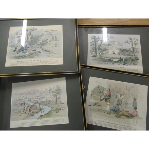 184 - Set of nine colour prints relating to the gold rush in Australia 