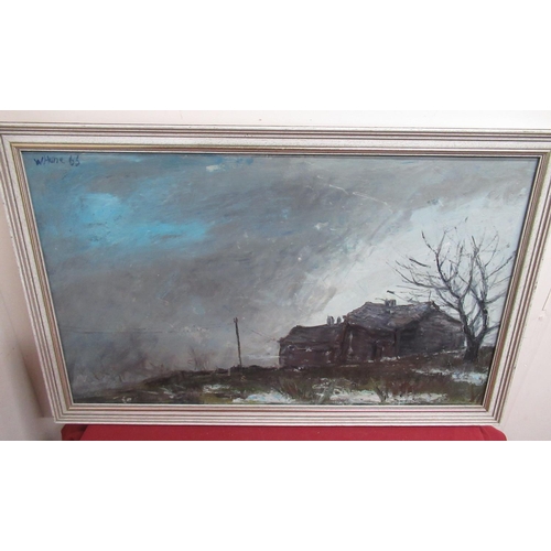 190 - W. Hune, (20th Century): Stone Farm cottage in a landscape, oil on board, signed and dated 66, 50cm ... 
