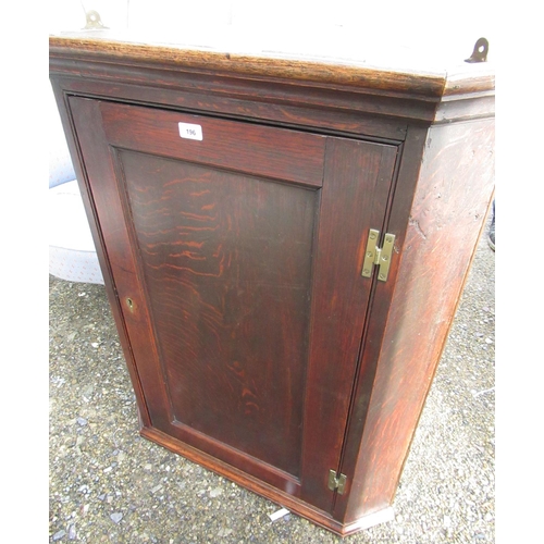 196 - Geo. III oak corner cupboard with panelled door, W82cm D50cm H100cm