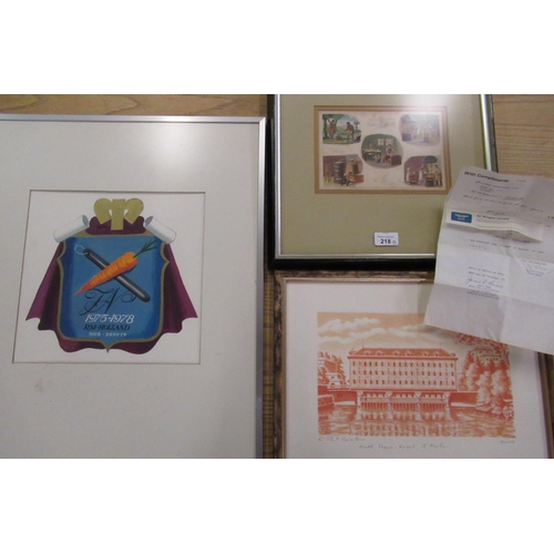 218 - Limited Edition print by Jerard Paul -cavalier signed in pencil 120/150, a painted crest, initialled... 