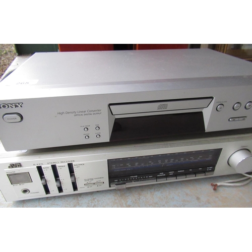 265 - Sony CDPXE 270 compact disc player, a JVCR-K10L stereo receiver and a pair of Raga Alya floor loud s... 