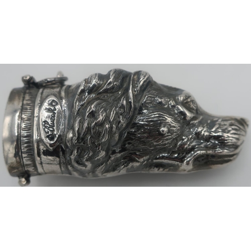 352 - Silver plated vesta case in the form of a dog's head
