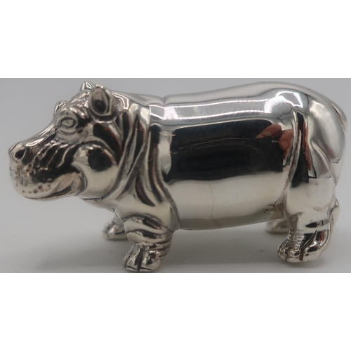 355 - Silver figure of a Hippo, stamped sterling