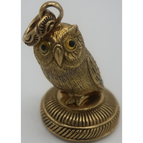 357 - Novelty brass document seal in the form of an owl