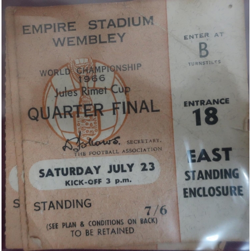 390 - 1966 World Cup Final tie, semi final, quarter final  and 3rd and 4th place tickets (4)