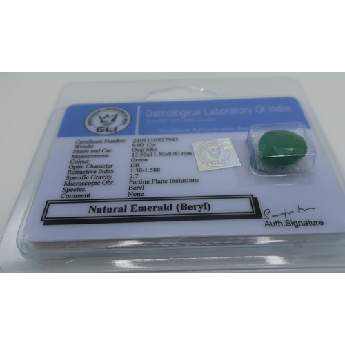 443 - 9.00ct certified colour enhanced emerald