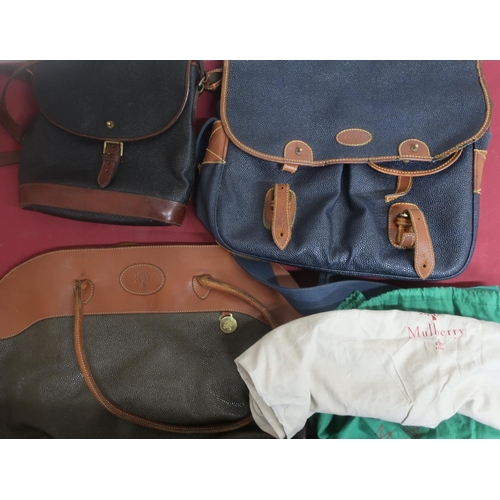 506 - Mulberry navy blue leather satchel, tan fittings, a similar ladies shoulder bag, and a brown leather... 
