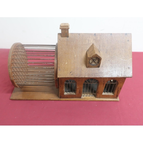 524 - 20th C country made animal cage in form of chapel with two arched windows and a door W36cm H26cm