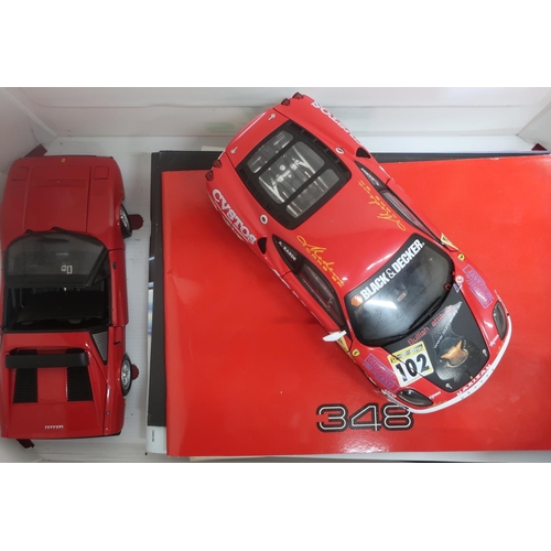 401 - Hot wheels 18 model of a Ferrari racing car, a Kyosho 1/18 scale model of a sports car and a collect... 